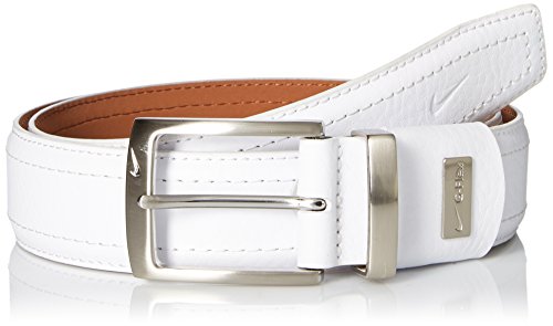 Nike Men's Standard G-Flex Pebble Grain Leather Belt, White, 34