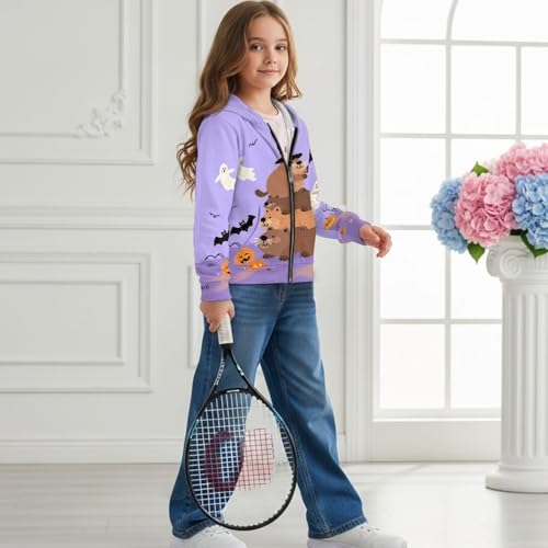 AFPANQZ Kids Girls Full Zip Hoodie Sweatshirt Jackets with Pockets Long Sleeve Casual Coat Top 6-16 Years3