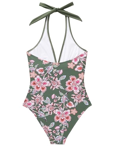 Image of SUUKSESS Women Sexy Tummy Control One Piece Swimsuits Halter Push Up Bathing Suits