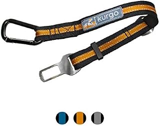 Kurgo Direct to Seat Belt Tether, Universal Car Seat Belt for Dogs, Works with any Pet Harness, Adjustable Length, Black/Orange