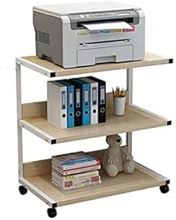 Printer Stand Mobile Printer Cart 3 Shelf Printer Stand Cart on Wheels Modern Printer Stand with Large Storage Space Multifunctional Shelf for Home and Office Printer Shelf (Color : Natural) (Brown)