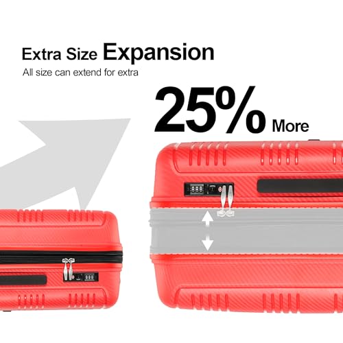 GinzaTravel 3 Piece Expandable Luggage Sets 20/24/29 inch Durable Suitcase Sets with Double Spinner Wheels TSA Lock For Travel Trips,Red - Image 5