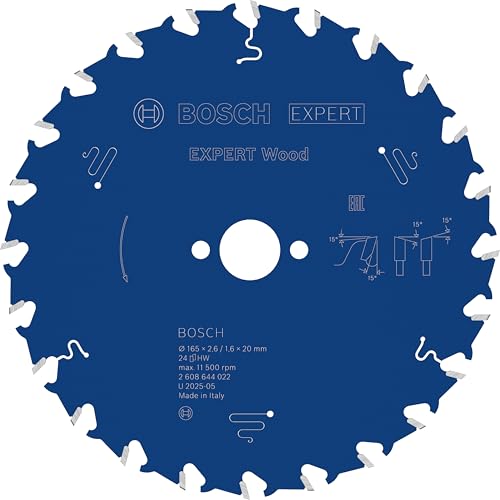 Bosch Accessories 2608644022 Lame de scie circulaire expert for wood 165 x 20 x 2,6 mm 24, Bleu