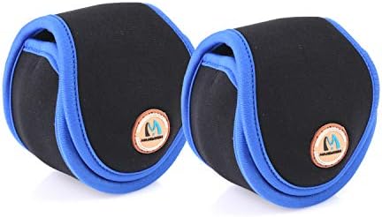 M MAXIMUMCATCH Maxcatch 2 PCS Fly Fishing Reel Bag, Neoprene Conventional Fishing Reel Cover/Case (Black/Blue Color - 2 pc, For 3/4wt, 5/6wt Fly Reel)