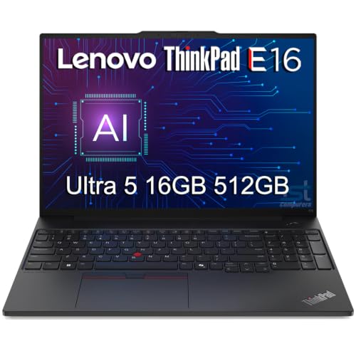 Image of Lenovo ThinkPad E16 Business AI PC Laptop (16 inch FHD+ Anti-Glare, Intel 12-Core Ultra 5 125U (> i7-1355U), 16GB DDR5, 512GB SSD), Thunderbolt 4, Webcam, Ethernet, Numeric Keypad, Win 11 Pro w / Copilot