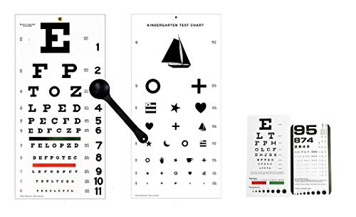 EMI 5 Piece Optometry Set - Snellen Wall Eye Chart, Kindergarten Wall Eye Chart, Snellen Pocket Eye Chart, Rosenbaum Pocket Eye Chart, Occluder