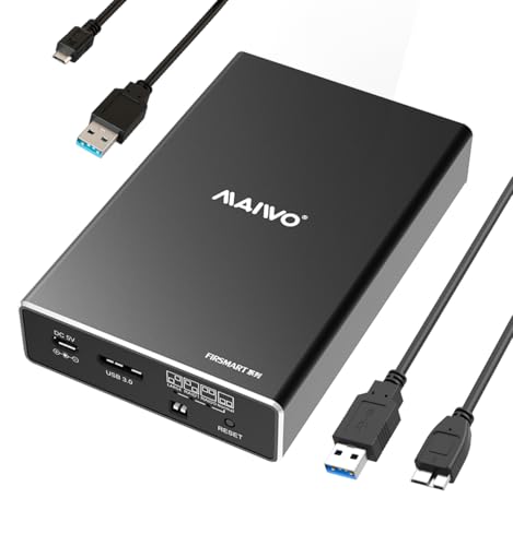 MAIWO Hard Drive RAID Enclosure Dual Bay for 2.5 Inch SATA SSD HDD, USB 3.0 6Gbps with UASP, RAID 0/1/JBOD/PM, 16TB Capacity, External Hard Drive Case Reader Aluminum