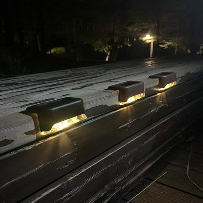 16 Pack Solar Deck Lights, The LED Lights for Outdoor, Waterproof Solar LED Lights for Deck, Step, Railing, Wall, Patio, Garden, Stair, Yard and Driveway Path (Warm White)