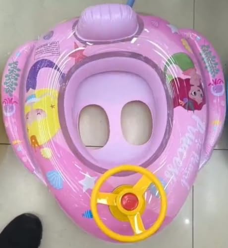 Image of Inflatable Baby Pool Float with Steering Wheel, Toddler Swim Ring Boat with Safety Seat & Leg Holes, Cute Airplane Water Toy for Infants & Kids Summer Outdoor Fun