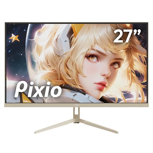 Image of Pixio Two PX278 Wave Beige 27 inch 180Hz Refresh Rate FHD 1440p Resolution Fast IPS Panel 1ms GTG Response Time Gaming Monitor and PS1D Wave Beige Dual Monitor Arm - Fits up to 32 inches and 19.8lbs
