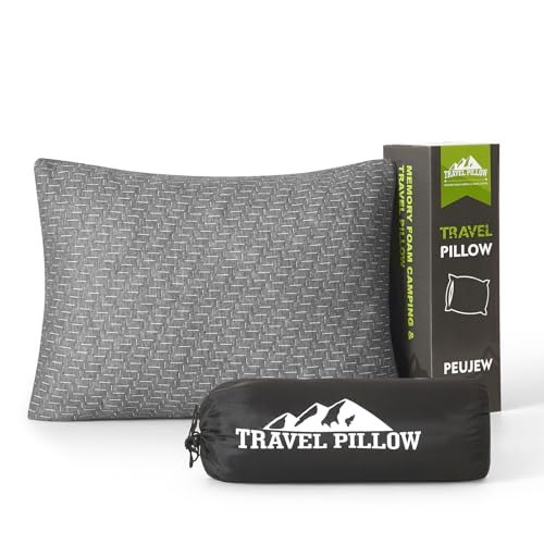 PEUJEW Reisekissen Komprimierbares Memory Foam Kissen, Camping Essentials Kleines Kissen, mit Wasserdichter Packsack, Ideal für Flugzeug, Auto, Camping und Rucksackreisen
