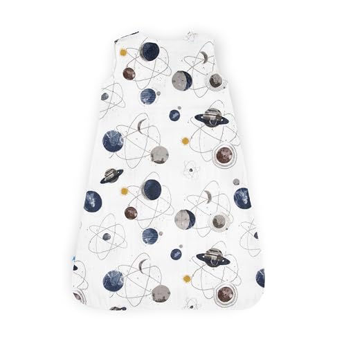 Image of Little Unicorn 6-12 Month Premium Muslin Sleep Sack 1.1 TOG | Soft & Breathable Muslin Cotton for safer sleep | 2 way zipper (Planetary)