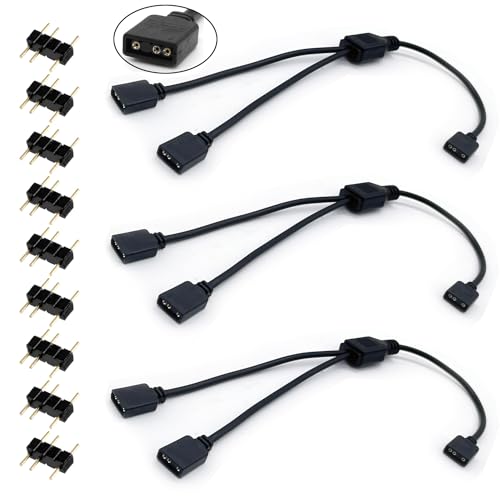 Image of 3-Pack 5V 3Pin ARGB 1 to 2 Female to Female ARGB Cables, 1-to-2 Addressable RGB Spliter Extension Cable with Male Pins, Used For Computer Chassis, CPU Heat Sink, And 5V ARGB Fans (11.8 Inches)
