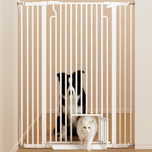 53in Extra Tall Cat Gate for Doorway, 29.5-40.6in Auto Close Pet Gate-White | Ostutry Gate with Cat Door, Climb Proof Dog Gate No Drilling Pressure Mounted - Image 6