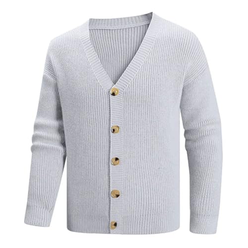 Men's Cardigan Sweaters V-Neck Long Sleeve Solid Color Breathable Casual Knit Sweater3