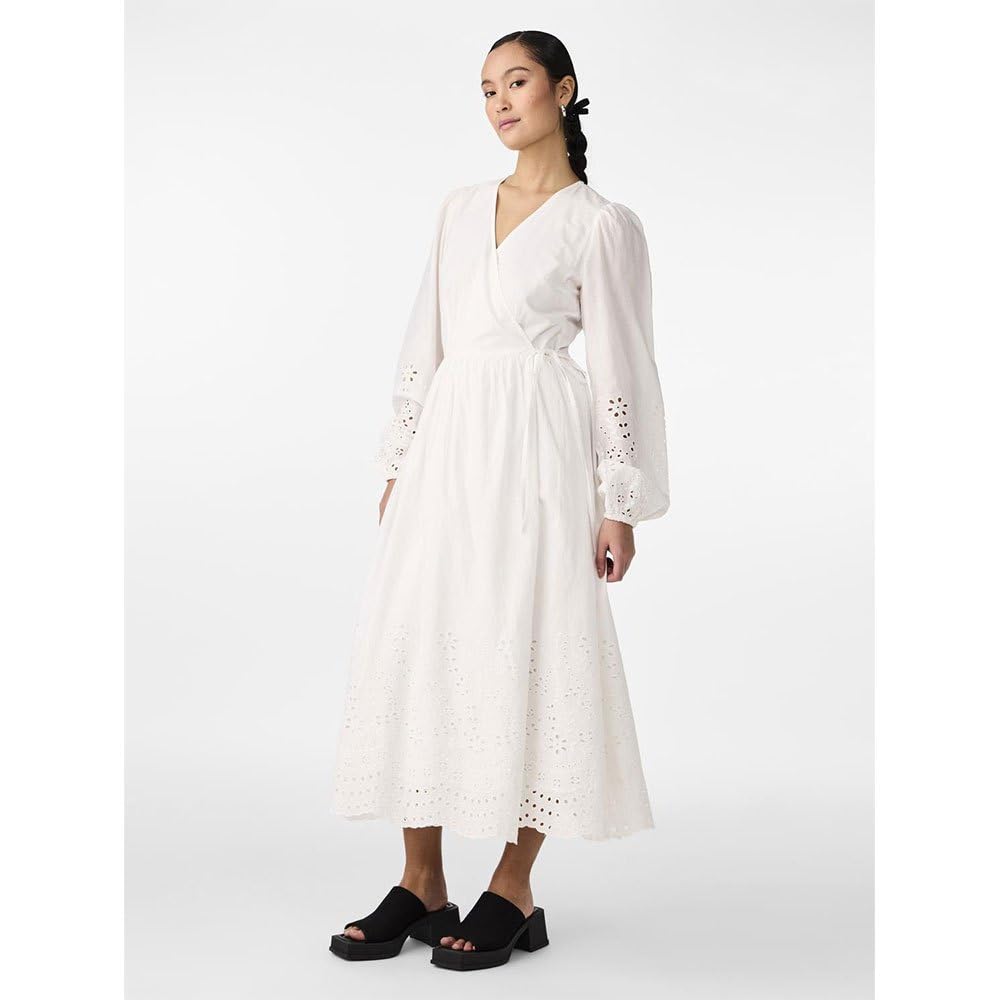 Y.A.S Yasluma Ls Long Wrap Dress S. Noos, Star White, S