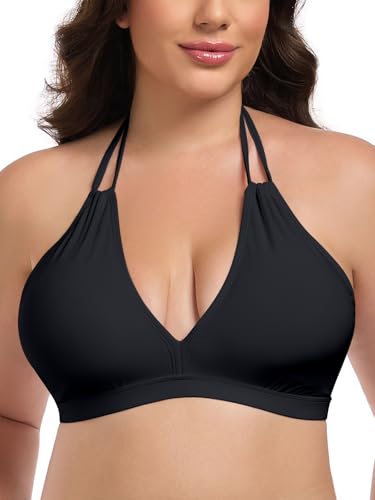 Ocean Blues Women's Plus Size Cutout Bikini Top Halter Swimsuit Top