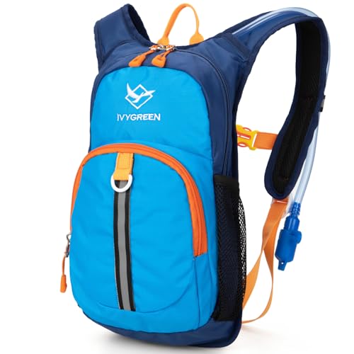 Ivygreen Kids Hydration Backpack for Hiking, 1.5L Water Bladder, Blue M