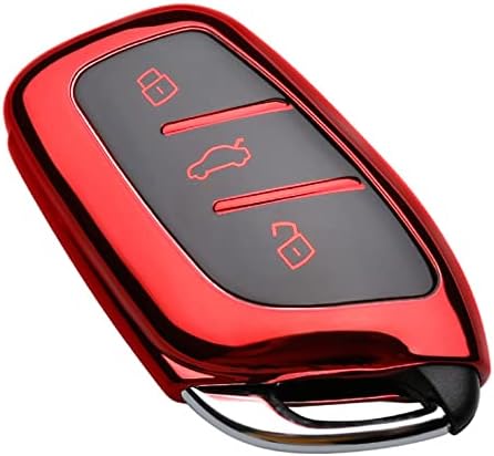 JVCV® Soft TPU Car Key Cover Compatible with MG ZS EV and Astor Smart Key (Red)