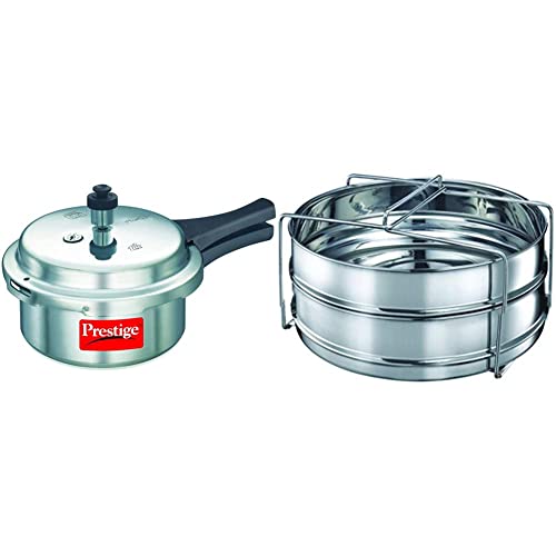 Image of Prestige Popular Aluminium Pressure Cooker, 2 litres, Silver & Separator Small Set, 16cm, Set of 2 Combo