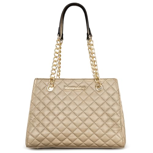 Montana West MEDIUM Tote Bag for Women Quilted Chain Handbags Shoulder Purse - Image 4