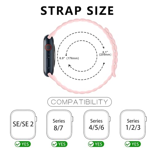 raycarrey Magnetic Silicone Bands Compatible with Apple Watch Band 44mm 45mm 42mm 49mm,Soft Adjustable Wristband Replacement Strap Sport Accessories,for iWatch series 9 8 7 6 5 4 3 se Ultra 2