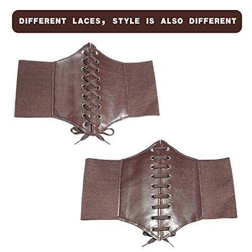 Gleamart Lace-up Corset Belt Elastic Leather Waspie Waist Belt for Women3