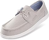 WHITIN Men's Slip-on Loafers Casual Boat Shoes Deck Walking Fashion Lightweight Sneaker Size 10 Light Grey 43