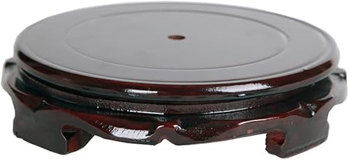 Miniatura 2 de GOLDY&WENDY Base giratoria de madera china Jarrón redondo para el hogar Planta de pecera Piedra Buda Estatua Soporte de exhibición