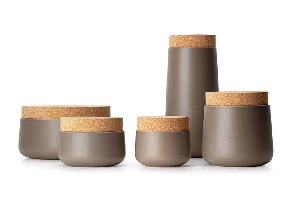 Continenta Keramikdose mit Korkdeckel, matt taupe Ø 12,5 x 26 cm, Keksdose, Vorratsdose, Vorrats Behälter, Spaghetti Dose, Aufbewahrungsbox Küche, Haushalt & Wohnen