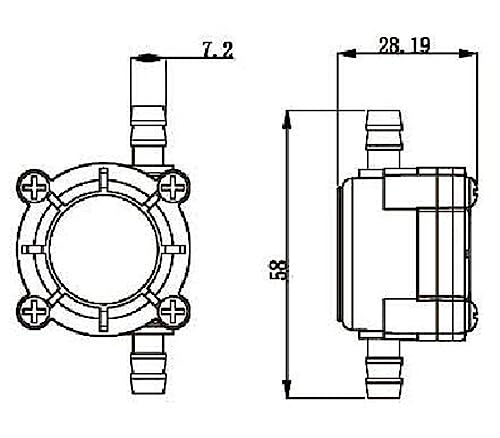 Débitmètre pour distributeur d'eau et machine à café avec interface pagode 7mm