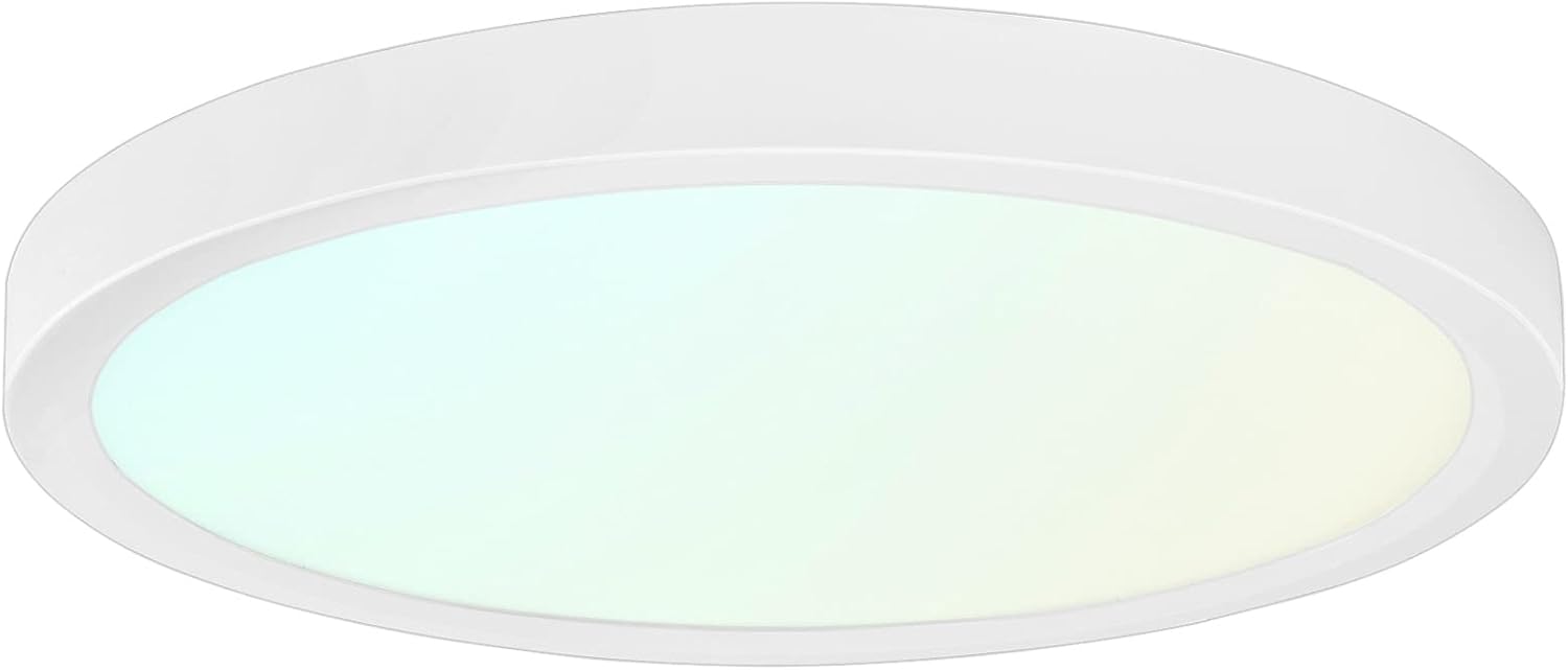 LUXRITE 7 Inch LED Flush Mount Ceiling Light Fixture, 15W, 3 Color Selectable 3000K | 4000K | 5000K, 900 Lumens, Dimmable Round LED Panel Light, Damp Rated, J-Box Installation, ETL Listed