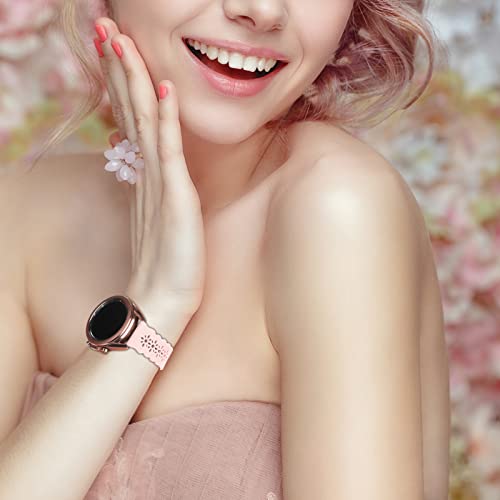 Bandiction 3 Pack Lace Silicone Bands 20Mm Compatible For Samsung Galaxy Watch 4 Classic 42Mm 46Mm/Watch 4 40Mm 44Mm/Watch 3 41Mm/Active 40Mm/Active 2 40Mm 44Mm, Slim Thin Wristband For Women #TOP5