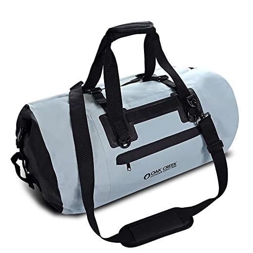 Oak Creek Overlook Falls 55L Dry Bag Duffel. Premium Waterproof Duffel Bag with Covered Zippered Pocket. PVC Construction. Keep Your Gear Dry