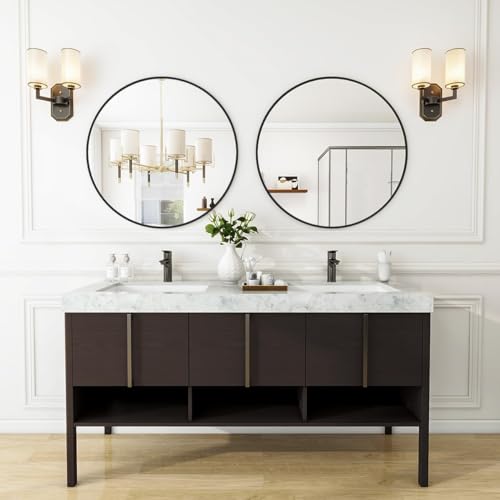 Voobang VBVC-YJ-2424-FC-BK Black Round Bathroom Mirror thumb #7