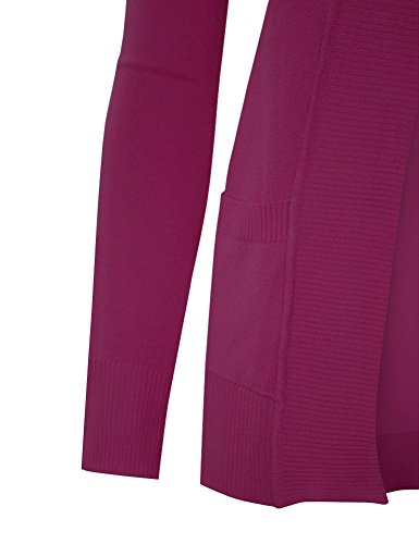 Image of Cielo Women's Solid Basic Open Front Pockets Knit Sweater Cardigan