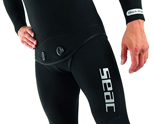 Seac Black Shark, Two-Pieces 3 Mm Open-Cell Neoprene Wetsuit For Spearfishing And Free Diving Activities, Medium #TOP3