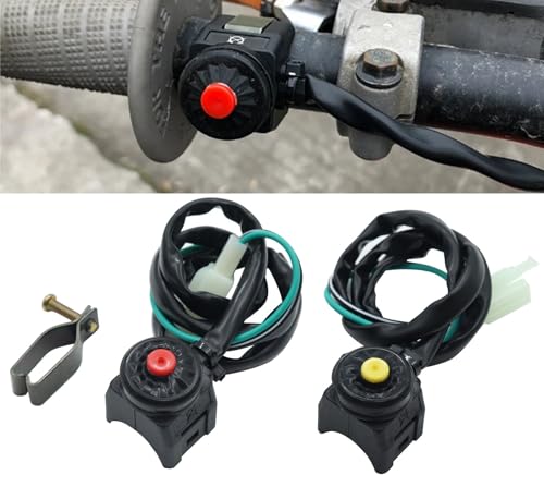 Interruptor de motocicleta amarillo para manillar con boton de arranque y bocina 2