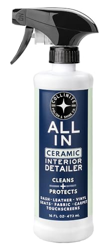 Collinite No. 21 All-In Universal Ceramic Interior Detailer – Easy Spray & Wipe Cleaner + SiO2 UV Protection for Leather, Vinyl, Rubber, Plastic, Fabric & Screens – Fresh Scent – For Cars, Boats, RVs