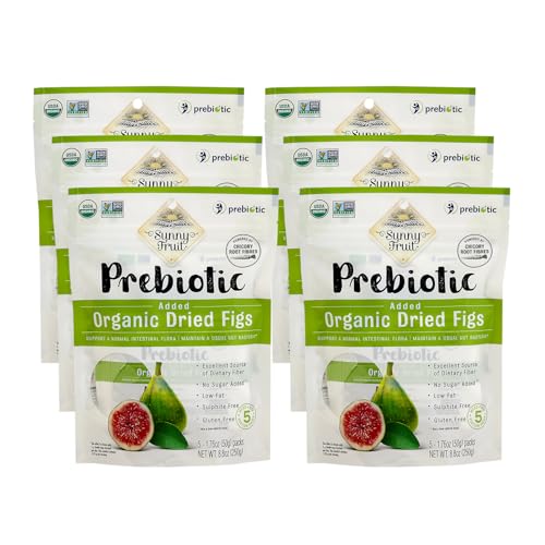 Sunny Fruit Organic Prebiotic Dried Figs 6 Bags (30 Portion Packs)