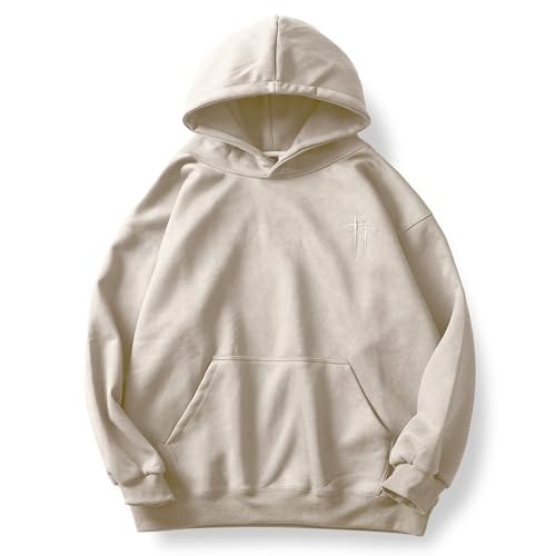 GURUNVANI Mens Faux Suede Hoodie Pullover Graphic Embroidered Hooded Vintage Hoodie Sweatshirts - Main Image