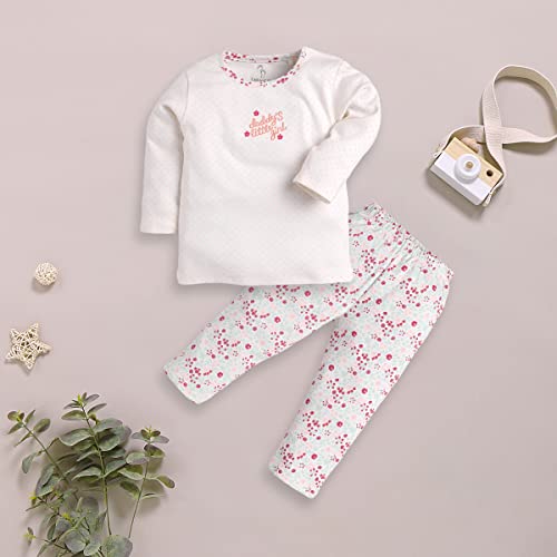 Image of BABY GO 100% Pure Cotton Full Sleeve T-Shirt & Pajama Set for Baby Boys & Girls (12-18 Months, Peach)