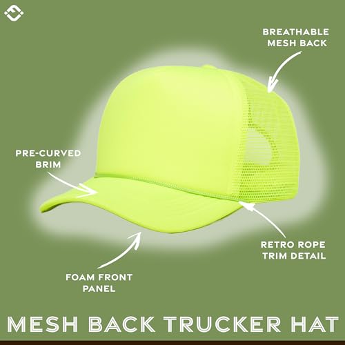 Image of Funky Junque Foam Trucker Hat, Trucker Hats for Women & Men - Blank Adjustable Snapback Mesh Back Baseball Cap