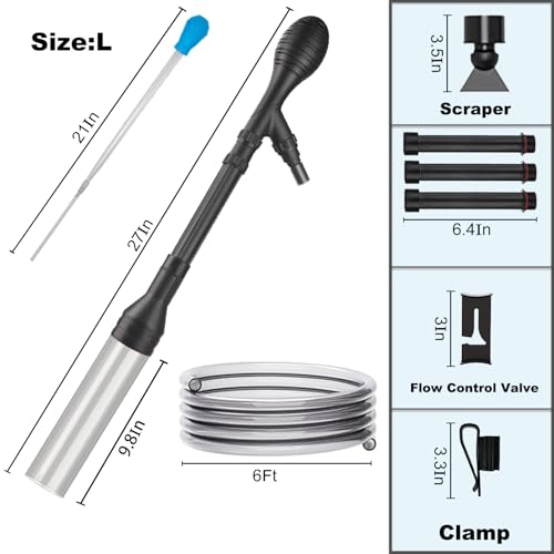 Image of Carefree Fish Aquarium Gravel Cleaner 6Ft Hose Fish Tank Water Changer Sand Vacuum Adjustable Length ABS(for 20~100Gal Tank) 2026 New Upgrade Version