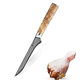 RASIERMESSER-SCHARF - Dank AUS10 Damaststahl wird ein Klingenhärtegrad von 60 HRC erreicht. Das Profi-Küchenmesser ist & bleibt extra scharf.