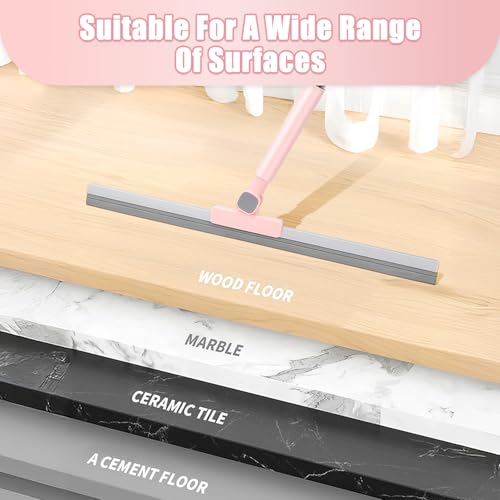 Image of Floor Spatula Broom Brush with Long Handles, Rubber Spatula Broom Scraper with 180 Rotating Silicone Blade Cleaning for Concrete Floor Tile Window Shower Glass Garage Pet Hair Removal