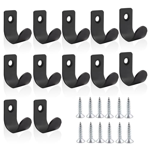 LZYDKH Lot de 12 crochets plats en acier inoxydable, 35 x 16 x 17 mm, robustes et durables pour fixer filets de remorque et bâches (noir)