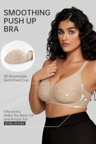 Image of OEAK Women Comfortable Jelly Bras No Underwire Seamless Full Coverage Bralette Buttery Soft Convertible Everyday Tshirt Bra