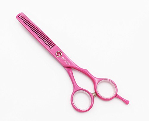 ROCOCO Professional 5.5 inch Pink Salon Hair Cutting Scissors and Hair Thinning Shears with Razor for Female Hairdresser(Pink)
