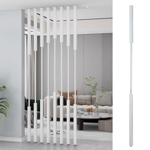 Kit de poste divisor de habitación ajustable, partición redonda de hierro, sin taladrar, separador de pared independiente, altura de 40-90 cm para espacios de oficina en casa